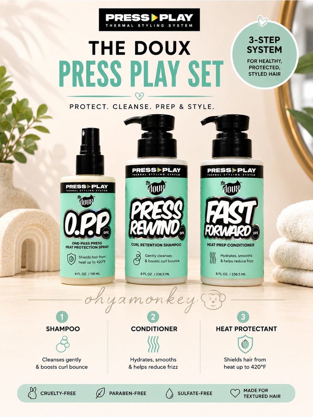 The Doux Press Play Hair Set  $55
